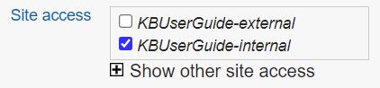 The Site access options on the Document edit page. Only the internal site is checked.